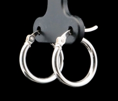 Classic 925 Sterling Silver 15.5mm Plain Medium Women's Round Hoop Earrings