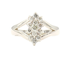 Women's 0.36 Ctw Round Cut Diamond Cluster 14KT White Gold Split Shank Ring 4.7g