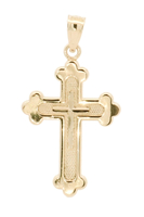 Religious 14KT Yellow Gold 29.4mm High Shine Classic Cross Necklace Pendant 0.9g