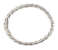 Estate Sterling Silver 5.2mm Wide Twist Style 7.5" - 925 Bangle Bracelet 10.0g