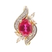 Sterling Silver Yellow Gold Tone Oval Cut Lab Created Ruby 19.4mm Pendant 