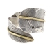 Estate Sterling Silver 925 and Brass 21mm Adjustable Feather Wrap Ring Size 9.5 