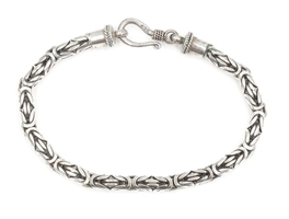 Estate Heavy Sterling Silver 925 5mm Byzantine Style 7.5" Long Bracelet - 19.86g