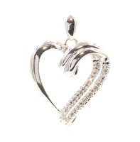 Women's Estate 10KT White Gold 0.18 ctw Round Single Cut Diamond Heart Pendant 