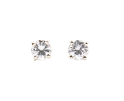 1/5 cttw Round Brilliant Cut Diamond Solitaire Stud Earrings in 14KT White Gold