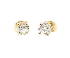 1/2 cttw Round Brilliant Cut Diamond 14KT Yellow Gold Solitaire Stud Earrings