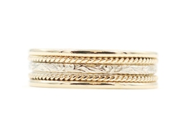 Men's Estate 14KT Gold Two Tone 6.3mm Wide Braided Filigree Wedding Band Ring 
