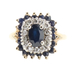 Double Halo 1.60 Ctw Oval & Round Natural Sapphire & Diamond 14KT Gold Ring 6g