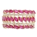 2.96 Ctw Marquise Natural Ruby & Round Diamond 14KT Yellow Gold 5-Row Ring 5g