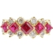 2.10 Ctw East West Princess Lab-Created Ruby & Natural Diamond 14KT Gold Ring CR