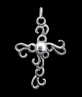 Unique Sterling Silver Gothic Lace Style Filigree 1.5" 925 Cross Pendant - 3.8g