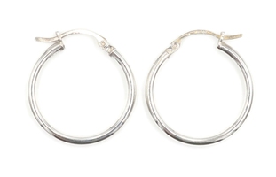 Classic Sterling Silver 22.3mm Wide Plain Large Women's 925 Round Hoop Earrings