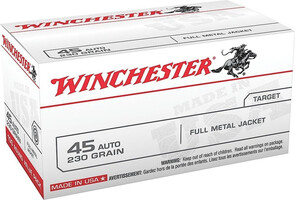 Winchester Full Metal Jacket 45 ACP Ammo 230gr 100 Rounds - Brass Casing