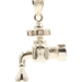 14KT Yellow Gold The Drip Water Faucet Graphic Pendant 27.3mm Necklace Pendant 
