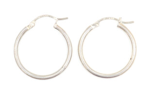 Classic Sterling Silver 22mm Wide Plain Large Women's 925 Round Hoop Earrings