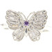 Sterling Silver Detailed Round & Baguette Cut White & Purple CZ Butterfly Ring 