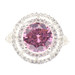 Sterling Silver Double Halo Iced Pink and White Cubic Zirconia Statement Ring 