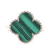 Women's Sterling Silver 13.9mm Faux Malachite 4 Leaf Clover 925 Statement Ring 