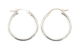 Classic Sterling Silver 22.4mm Wide Plain Medium Women's 925 Round Hoop Earrings