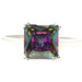 Sterling Silver Princess Cut Mystic Topaz Style Cubic Zirconia Solitaire Ring