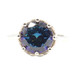 Sterling Silver Round Large Dark Blue Cubic Zirconia Solitaire Statement Ring