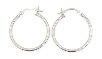 Classic Sterling Silver 24.8mm Wide Plain Medium Women's 925 Round Hoop Earrings
