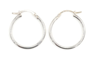 Classic Sterling Silver 22.4mm Wide High Shine Women's 925 Round Hoop Earrings