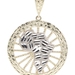 Diamond-Cut 10KT Two-Tone Gold Round Africa Medal Pendant w/ Nugget Detail 2.1"