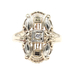 Art-Deco Style Solitaire 0.03 Ct Round Diamond 14KT Two-Tone Gold Shield Ring
