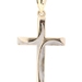 Two-Tone 14KT Yellow & White Gold Swirl Cross Necklace Pendant 1.5" IN - 1.59g