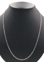 High Shine Sterling Silver 2.5mm Wide Figaro Chain Necklace 24" - 4.32 Grams