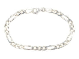 8" Classic Sterling Silver 5.6mm Wide Figaro Chain 925 Bracelet - 10.74 Grams