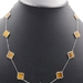 Women's Sterling Silver 22" Long Clover Cut 925 14mm Tiger Eye Station Necklace
