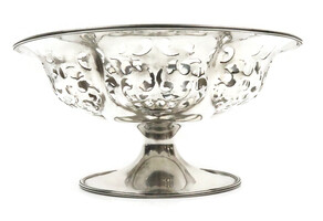 Frank M Whiting Co Pierced 3.5" x 7" Sterling Silver Pedestal Candy Bowl 216g 