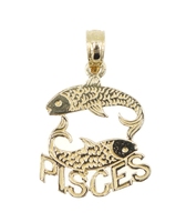 Estate 14KT Yellow Gold 19.6mm Classic Pisces Zodiac Swimming Fish Pendant 0.74g