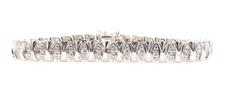 Estate Women's Sterling Silver 7.5" 7.6mm Wide Diamond Accent Tennis Bracelet 