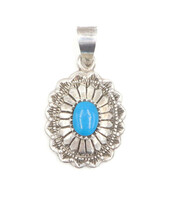 RARE! Jim Calladitto Navajo Sterling Silver 925 Cabochon Turquoise Pendant 3.9g