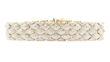 Sterling Silver Two-Tone 15.2mm Wide Diamond Accent 7.5" Woven Style Bracelet