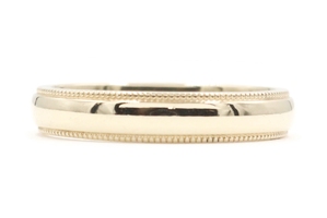 High Shine 14KT Yellow Gold 3.8mm Wide Milgrain Wedding Band Ring Size 8 - 3.79g