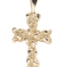 Retro-Style 14KT Yellow Gold Classic Nugget Cross Necklace Pendant 1.45" - 4.12g