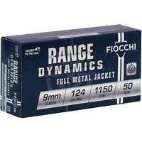Fiocchi Range Dynamics 9mm Ammo 124 Grain Full Metal Jacket