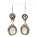 Cabochon Oval Cut Mother of Pearl Inlay Sterling Silver 925 Dangle Earrings