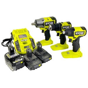 Ryobi 1/2" Impact, Drill/Driver, Impact Driver 18V ONE+ Cordless Combo Kit