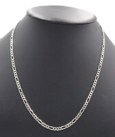 21" High Shine Sterling Silver 3.8mm Wide Italy Figaro Chain Necklace - 11.51g