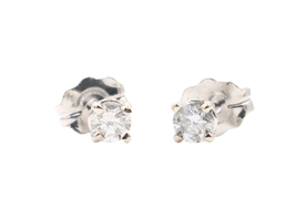Round Brilliant Cut 1/5 cttw Diamond 14KT White Gold Solitaire Stud Earrings