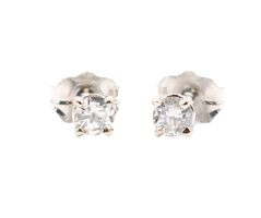 1/5 cttw Round Brilliant Cut Diamond 14KT White Gold Solitaire Stud Earrings