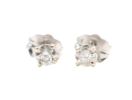 Round Brilliant Cut 1/5 cttw Diamond 14KT White Gold Solitaire Stud Earrings