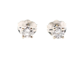 1/5 cttw Round Brilliant Cut Diamond 14KT White Gold Solitaire Stud Earrings