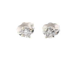 1/5 cttw Round Brilliant Cut Diamond 14KT White Gold Solitaire Stud Earrings