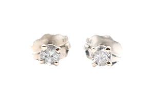 1/8 cttw Round Brilliant Cut Diamond 14KT White Gold Solitaire Stud Earrings
